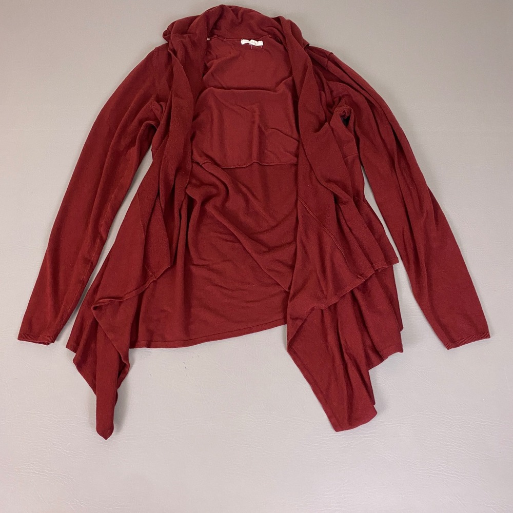 Maurices Cardigan Women's Size Large Burgundy Red Open Drape Sweater Rayon Blend